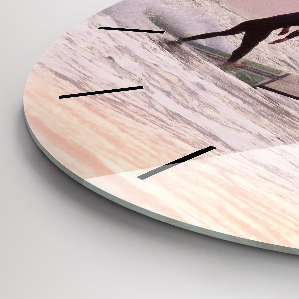 Round glass clock Surfer in Hawaii