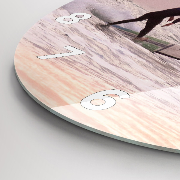 Round glass clock Surfer in Hawaii