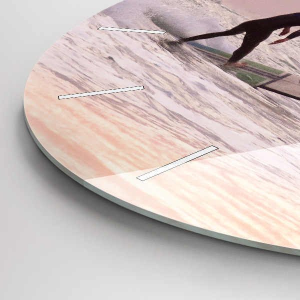 Round glass clock Surfer in Hawaii