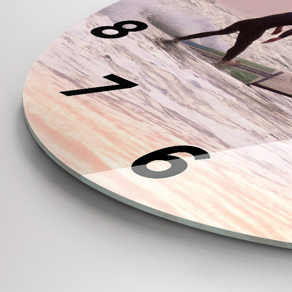 Round glass clock Surfer in Hawaii