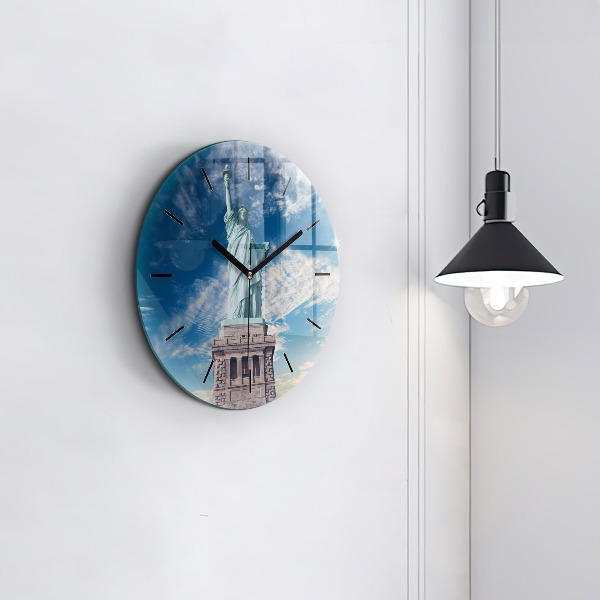 Round glass clock Statue of Liberty New York