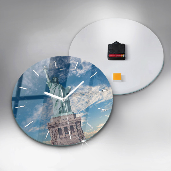 Round glass clock Statue of Liberty New York
