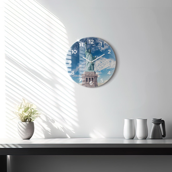 Round glass clock Statue of Liberty New York