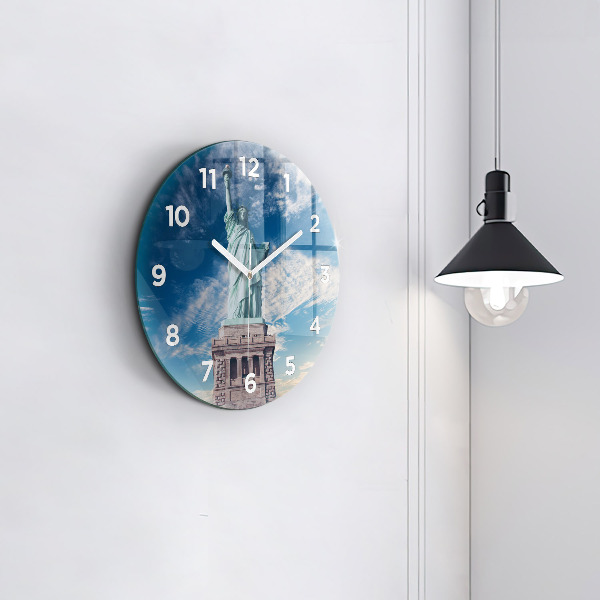 Round glass clock Statue of Liberty New York