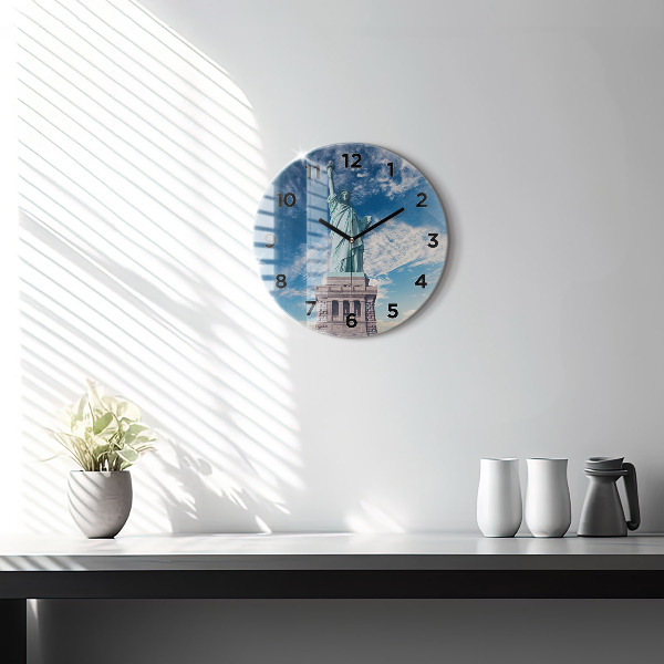 Round glass clock Statue of Liberty New York
