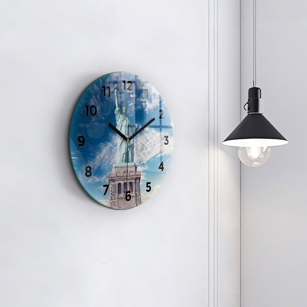 Round glass clock Statue of Liberty New York