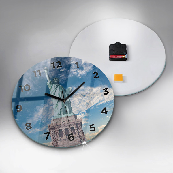 Round glass clock Statue of Liberty New York