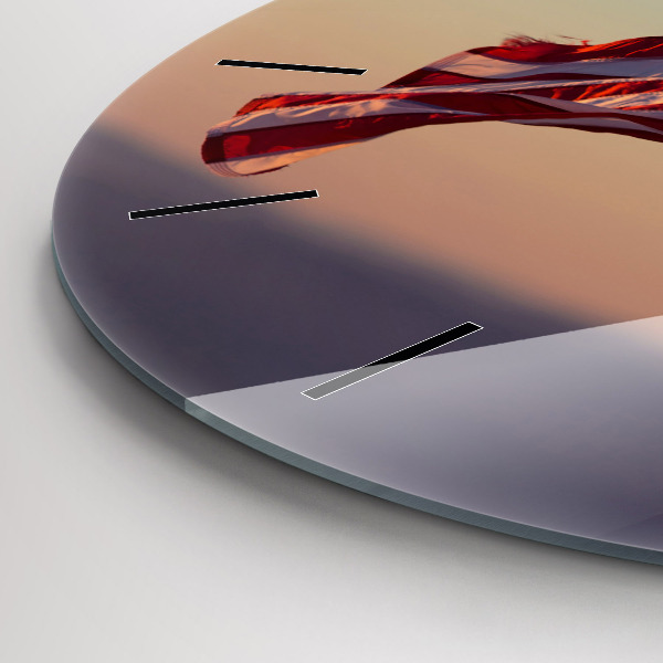 Round glass clock USA flag flying