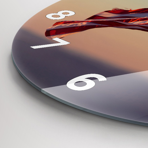 Round glass clock USA flag flying