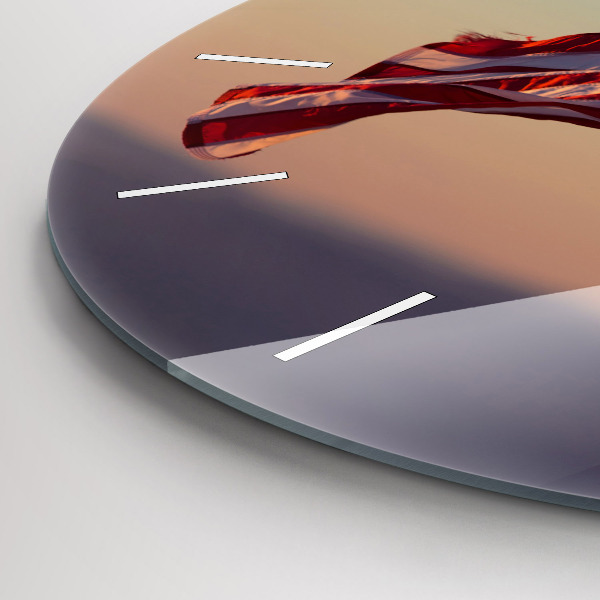 Round glass clock USA flag flying