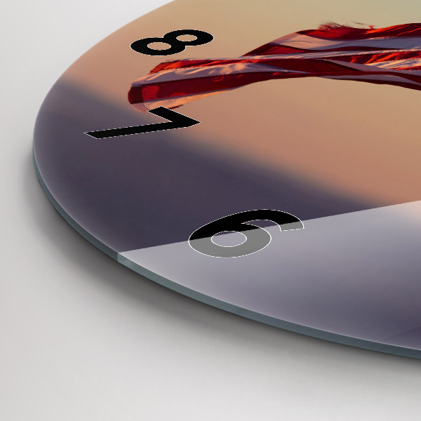 Round glass clock USA flag flying