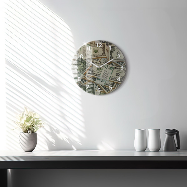 Round glass clock US dollars