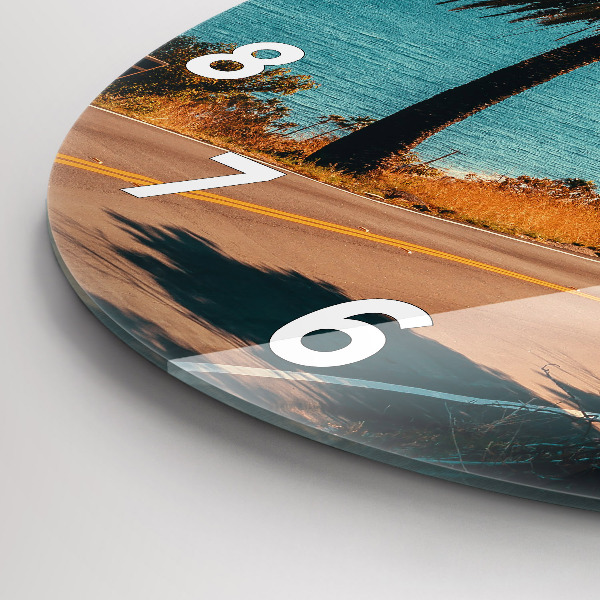 Round glass clock Palm trees in Malibu