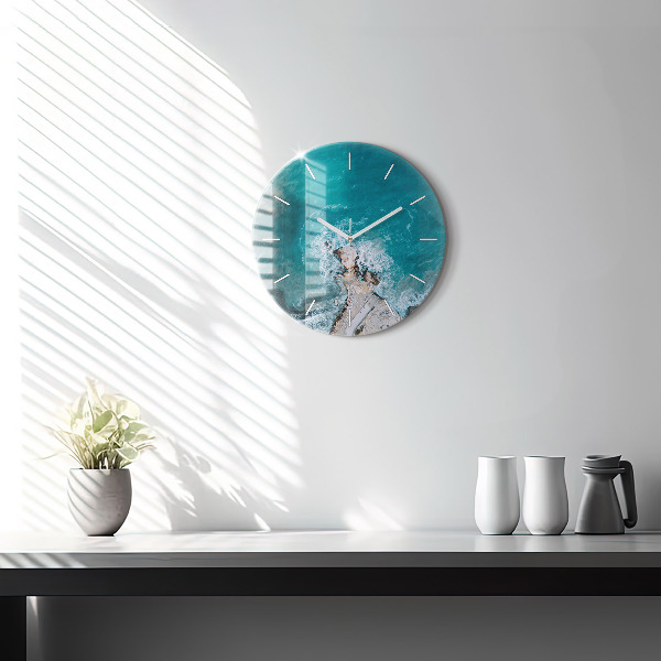 Round glass clock Fjords in Costa Blanca