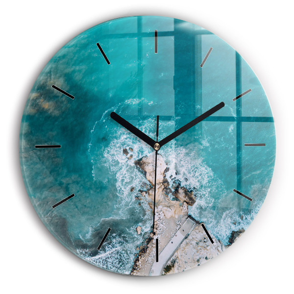 Round glass clock Fjords in Costa Blanca