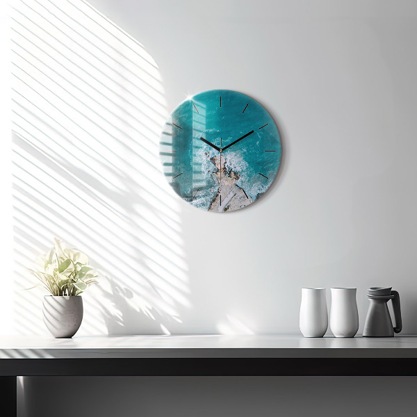 Round glass clock Fjords in Costa Blanca