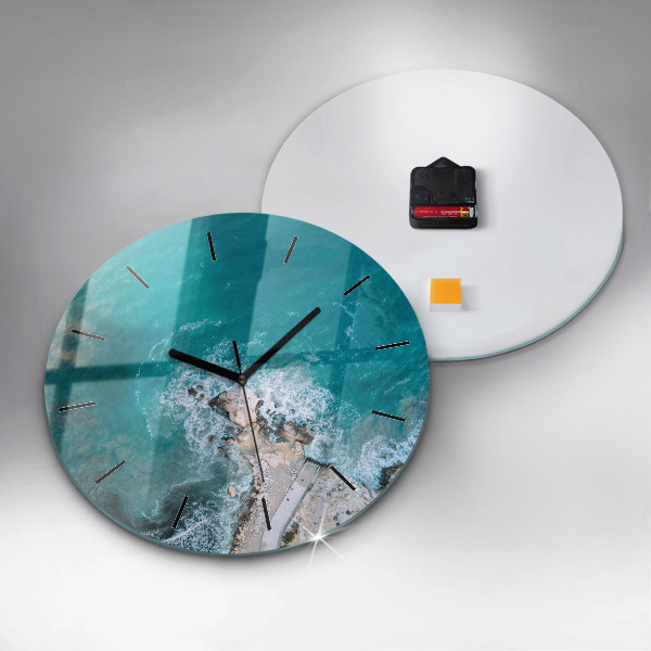 Round glass clock Fjords in Costa Blanca
