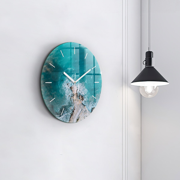 Round glass clock Fjords in Costa Blanca