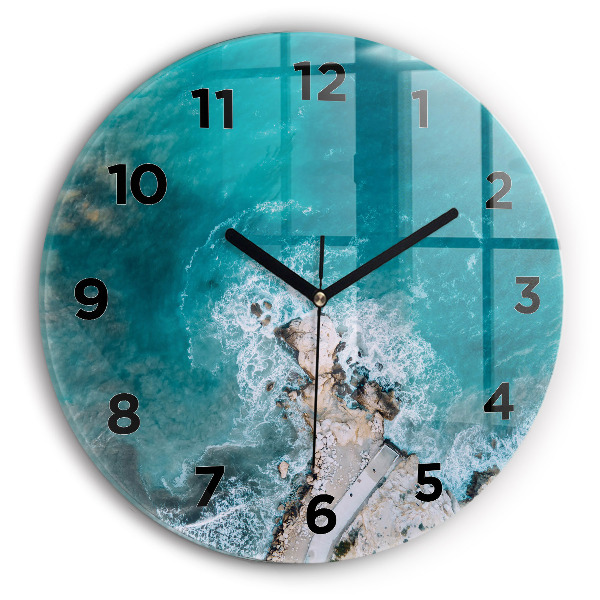 Round glass clock Fjords in Costa Blanca