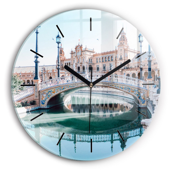 Round glass clock Plaza de Espana in Seville