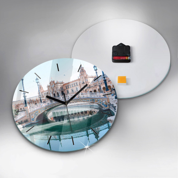 Round glass clock Plaza de Espana in Seville