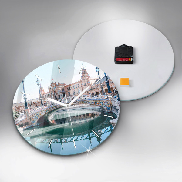 Round glass clock Plaza de Espana in Seville