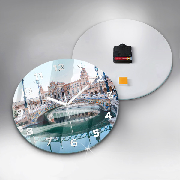 Round glass clock Plaza de Espana in Seville