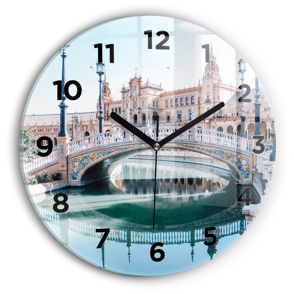 Round glass clock Plaza de Espana in Seville