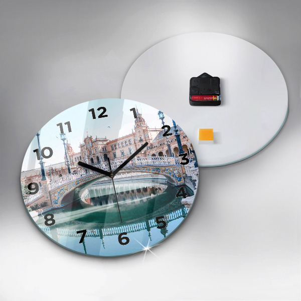 Round glass clock Plaza de Espana in Seville