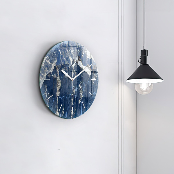 Round glass clock Alps Mountains in Winter