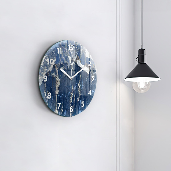 Round glass clock Alps Mountains in Winter