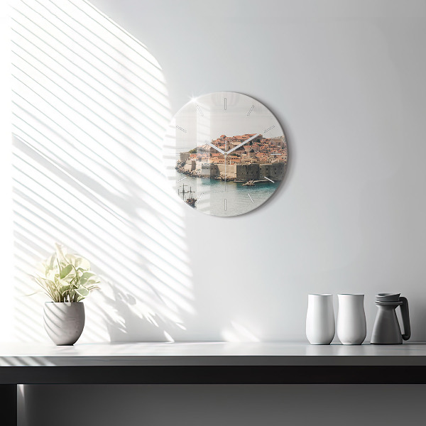 Round glass clock Sailing ship in Dubrovnik