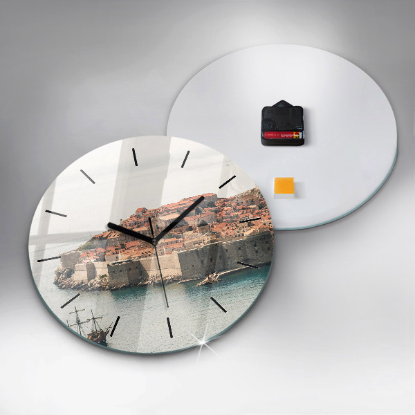 Round glass clock Sailing ship in Dubrovnik