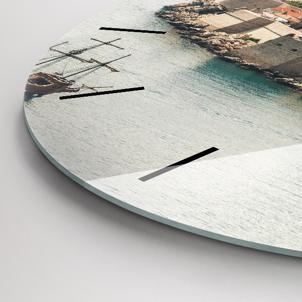 Round glass clock Sailing ship in Dubrovnik