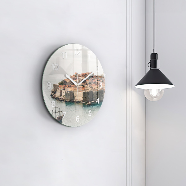 Round glass clock Sailing ship in Dubrovnik