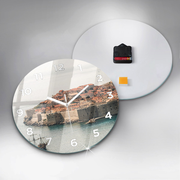 Round glass clock Sailing ship in Dubrovnik