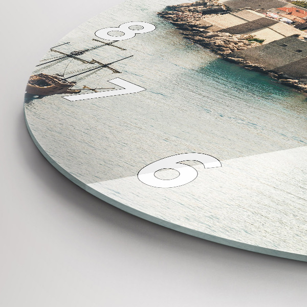 Round glass clock Sailing ship in Dubrovnik