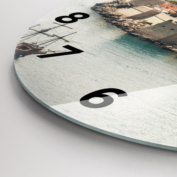 Round glass clock Sailing ship in Dubrovnik