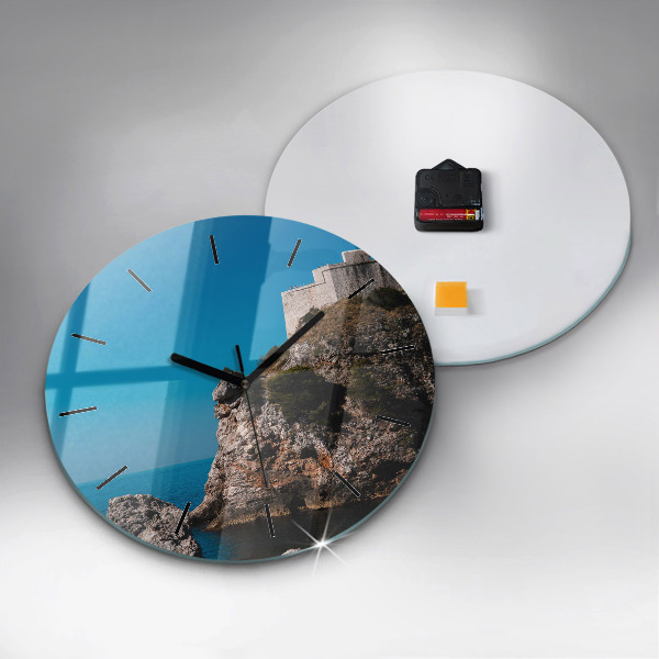 Round glass clock Cliffs in Dubrovnik