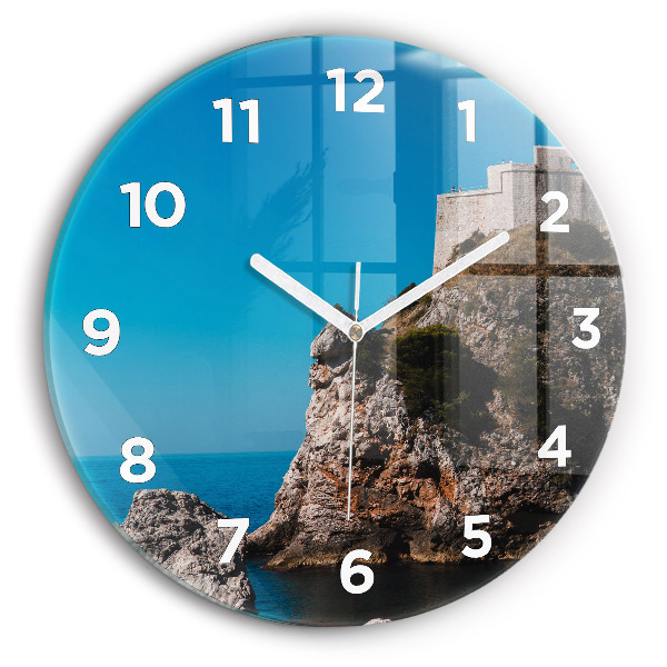 Round glass clock Cliffs in Dubrovnik