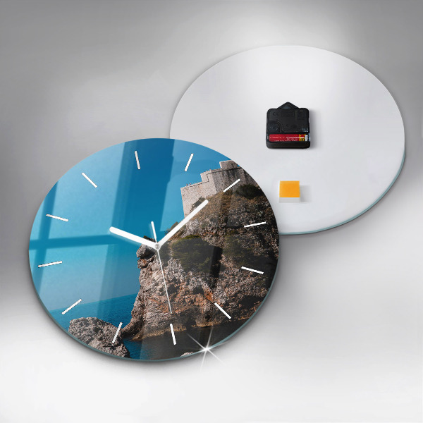 Round glass clock Cliffs in Dubrovnik