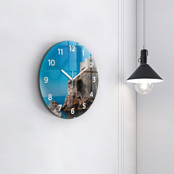 Round glass clock Cliffs in Dubrovnik