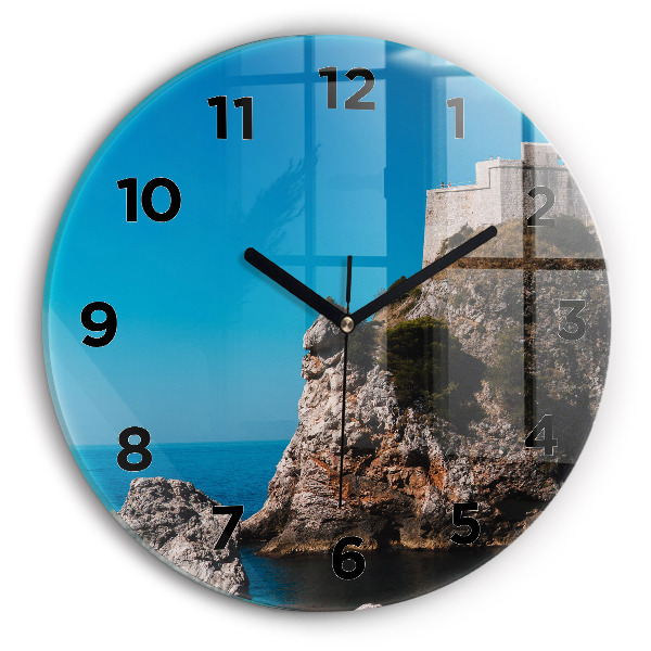 Round glass clock Cliffs in Dubrovnik