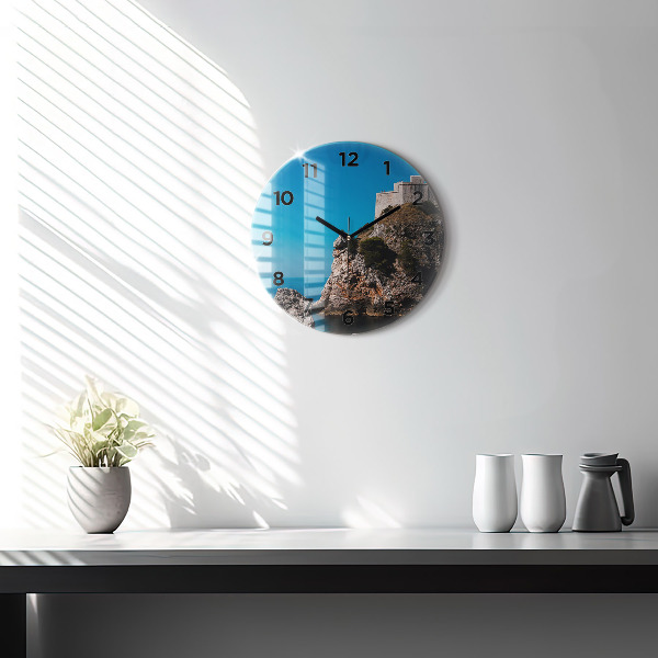 Round glass clock Cliffs in Dubrovnik