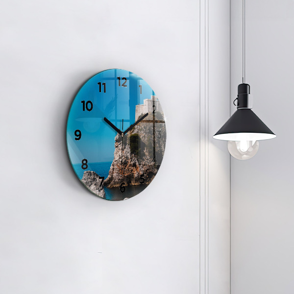 Round glass clock Cliffs in Dubrovnik