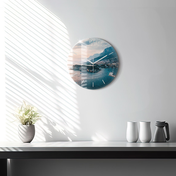 Round glass clock Island in Croatia