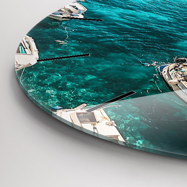 Round glass clock Boats in Croatia