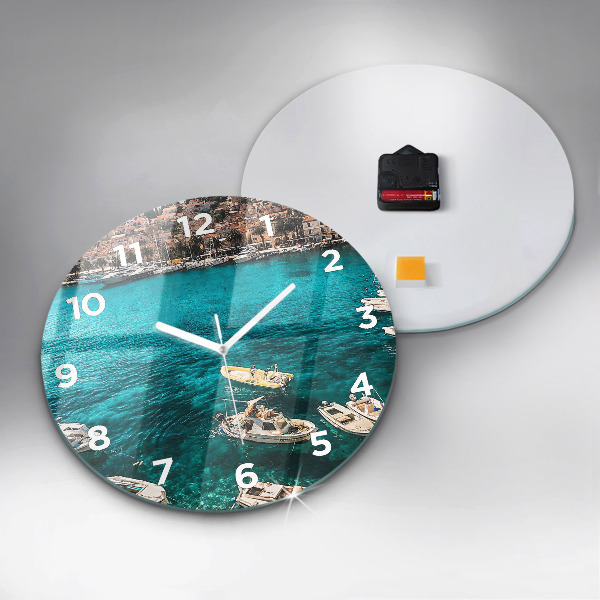Round glass clock Boats in Croatia