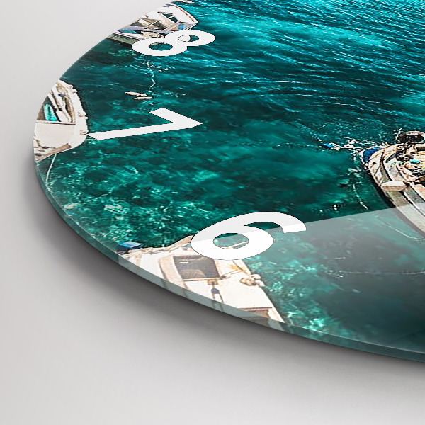 Round glass clock Boats in Croatia