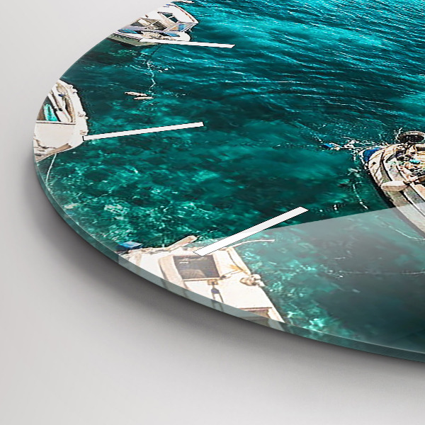 Round glass clock Boats in Croatia
